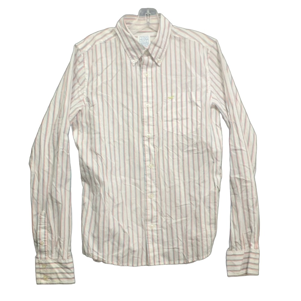 Hollister Men's M Long Sleeve Button Down Shirt Striped Cotton Collared Pockets